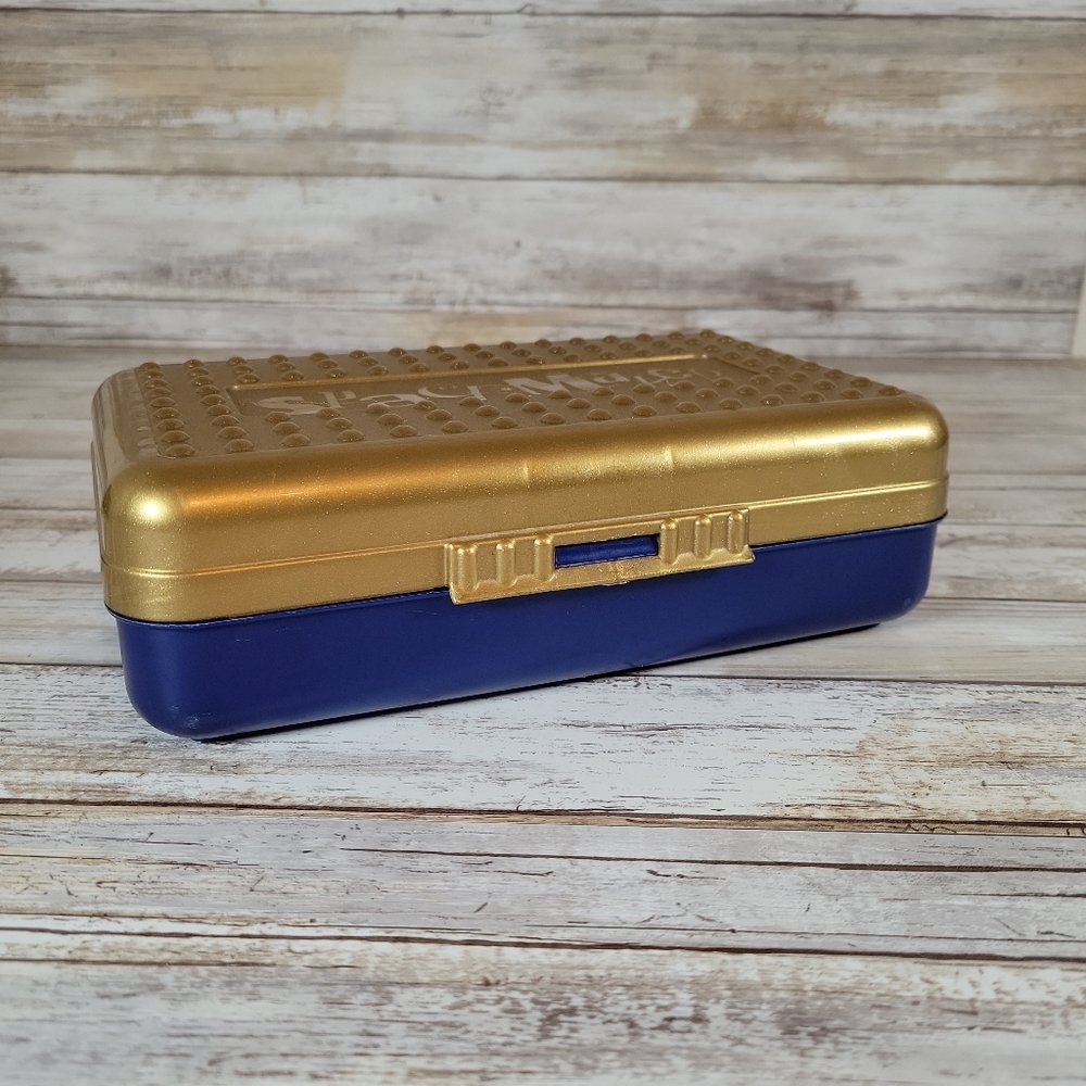 Spacemaker Pencil Box Blue & Gold Made In USA